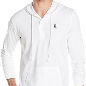 Psycho Bunny Hooded Long Sleeve Tee T-Shirt White Size Small